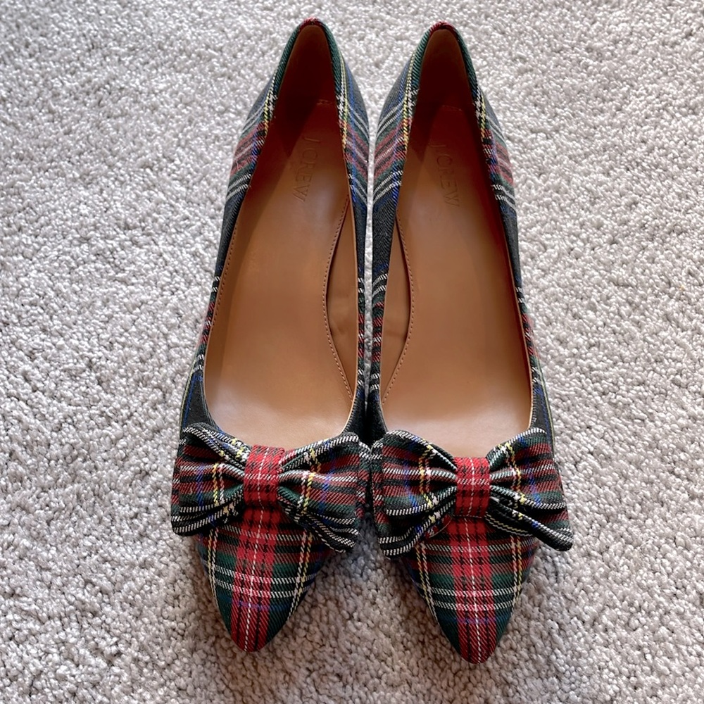 NWOT J Crew plaid heels